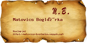 Matovics Boglárka névjegykártya